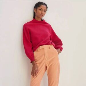 Anthropologie Mock Neck Balloon Sleeve Sweater Pink Medium NWT